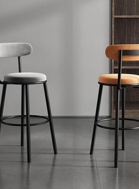 简约北欧吧台椅铁艺家用靠背吧台凳现代简约酒吧椅黑色高脚椅凳子