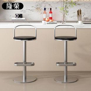 北欧简约吧台椅家用实木可升降靠背椅设计师高脚酒吧前台铁艺椅子
