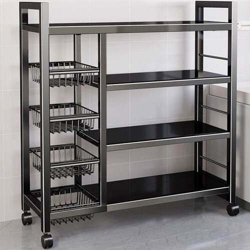 厨房置物架菜篮子落地多层微波炉收纳架子可移动多功能蔬菜储物架