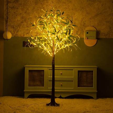 热销LED仿真绿植造景发光树桉树叶橄榄叶尤加利叶椰子树