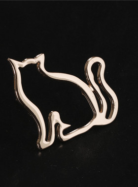 可爱小猫别针女披肩胸针开衫毛衣扣针简约线条肥猫胸针懒猫胸花