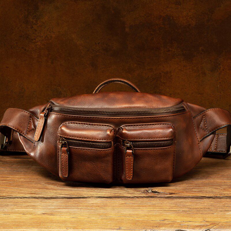 2024新款复古包包男手工皮包男头层牛皮斜挎包男胸包男真皮腰包男,箱包皮具/热销女包/男包,胸包,淘宝优惠券,粉丝福利购,淘宝优惠卷