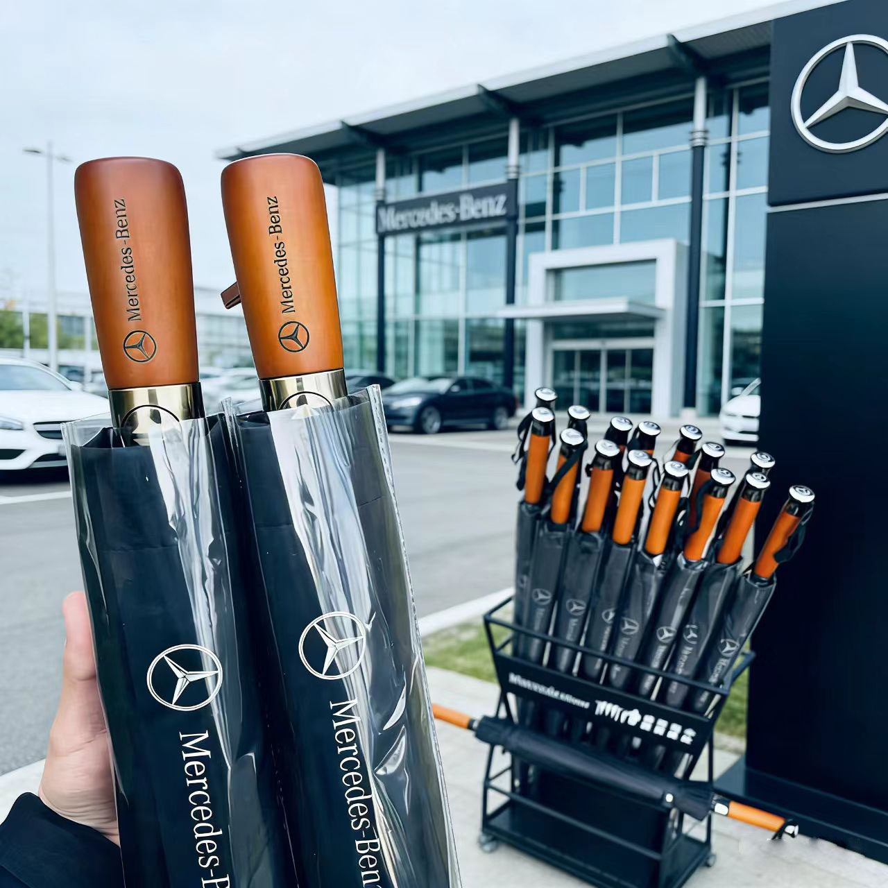 实木奔驰24骨雨伞长柄大号加厚加粗防暴雨高端商务礼品广告直杆伞