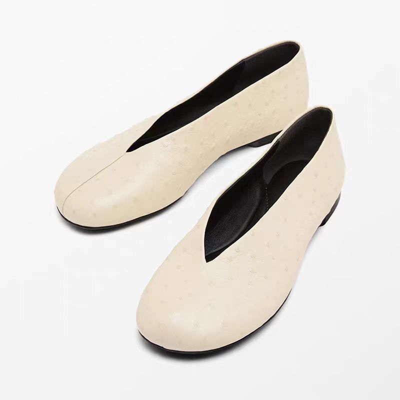 2025新款MD女鞋真皮一脚蹬平底单鞋女平跟复古浅口女鞋休闲鞋百搭