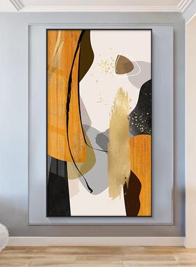 入户玄关装饰画现代简约走廊竖版挂画进门色块抽象轻奢风橙色壁画