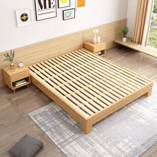 现代简约日式榻榻米实木床1米8双人床家用1米5儿童床民宿酒店矮床