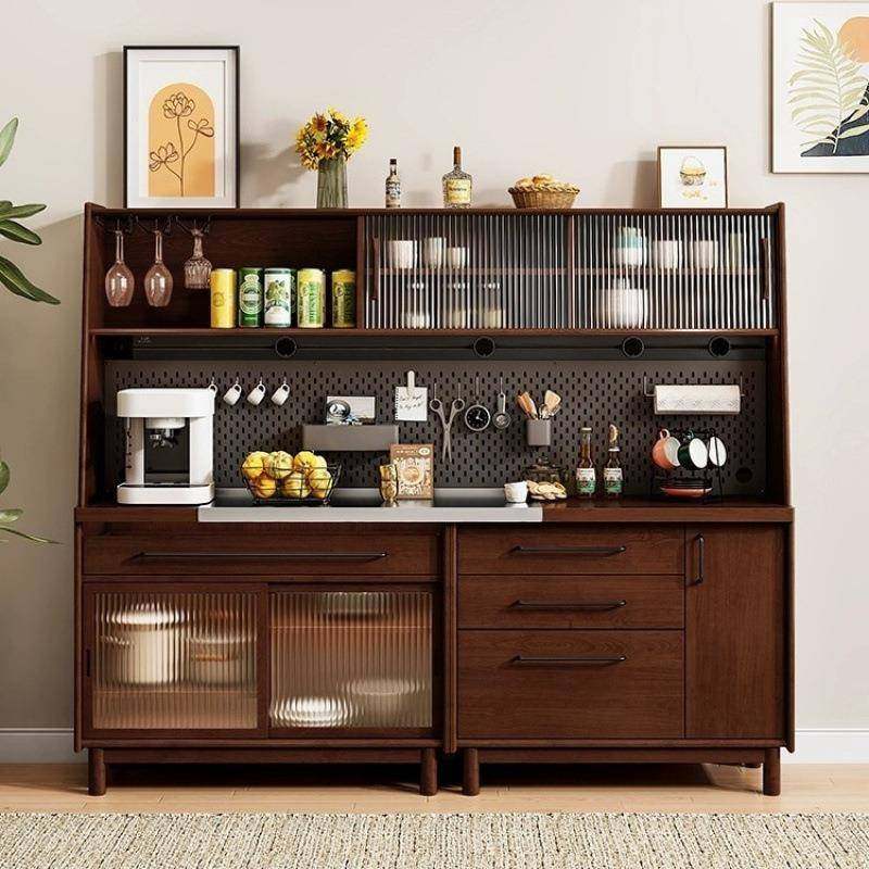 黑胡桃木色实木餐边柜靠墙一体柜子储物柜客厅家用中古高柜收纳柜,鲜花速递/花卉仿真/绿植园艺,割草机/草坪机,淘宝优惠券,粉丝福利购,淘宝优惠卷