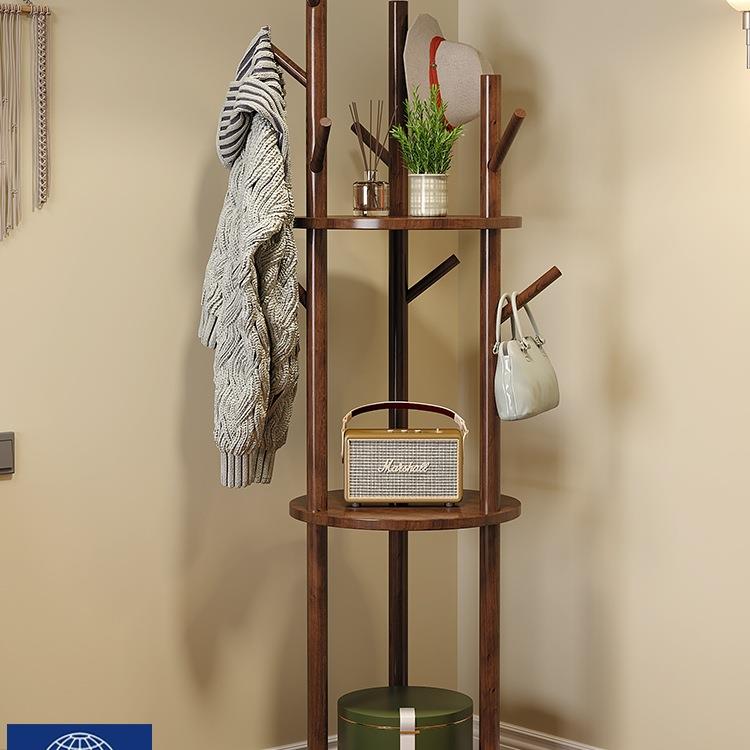 实木旋转衣帽架落地衣架卧室家用置物架立式衣服架子客厅挂衣架子