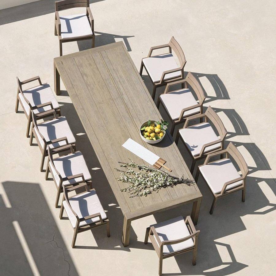 户外简约实木餐桌椅柚木复古风防水防晒露天休闲庭院花园家具