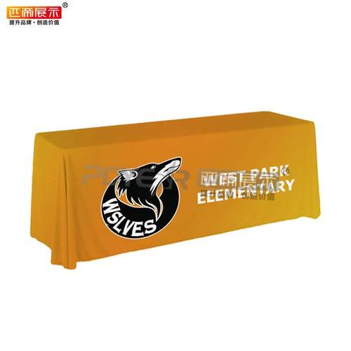 广告桌布展会议桌套门店涤纶台布热转印彩色条幅logo围裙盖布厂