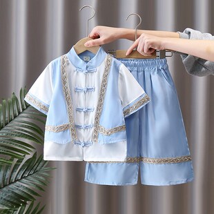 汉服男童夏季2025新款中国风古装套装女童新中式洋气裙子薄款日常