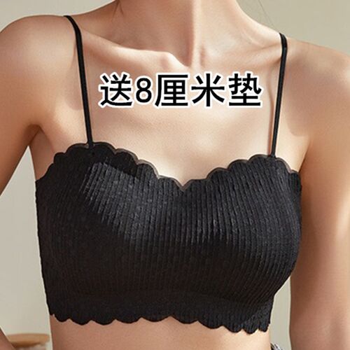 夏季抹胸内衣女8CM加厚蕾丝吊带背心防走光小胸专用显大美背文胸