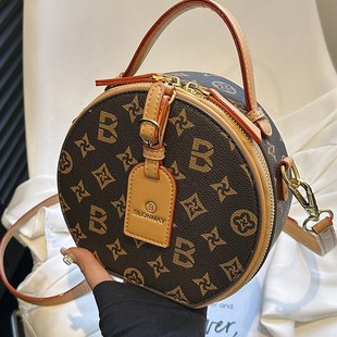 包包女2024年新款复古老花高级感质感小众设计今年流行圆饼斜挎包