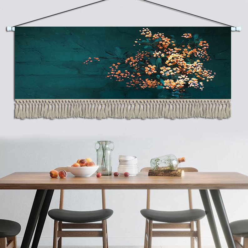 沙发背景墙挂画挂毯横版布艺卧室客厅花卉植物壁画床头装饰画简约图片
