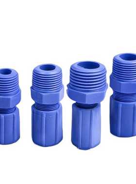 蓝色塑钢PC8-02锁母式快拧外丝直通接头POM点胶阀进料接头全塑
