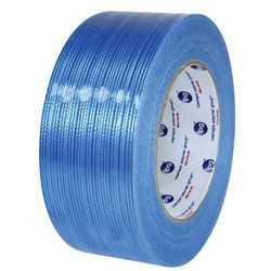 蓝色玻璃纤维胶带透明网格PET地毯胶带电器固定单面强力捆扎胶布