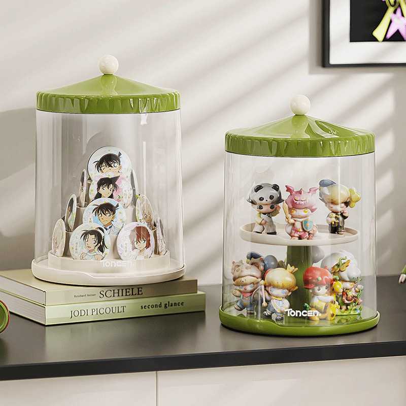 盲盒收纳盒亚克力旋转手办展示柜家用客厅积木娃娃收纳塑料展示架