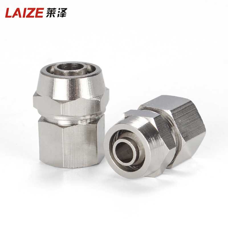 气动元件铜接头PCF8-02内丝快拧PCF6-0110-0312-04铜镍省气接头