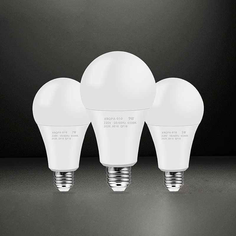 家用照明LED球泡E27螺口灯泡大功率高亮节能塑包铝3W5W白光暖光