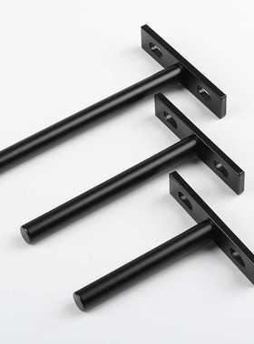 隐藏式壁挂支撑白色浮动隔板支架黑色一字层板托台板墙上五金配件