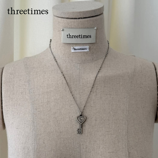 threetimes项链钥匙2025新款配饰女轻奢时尚韩版高级感小众设计