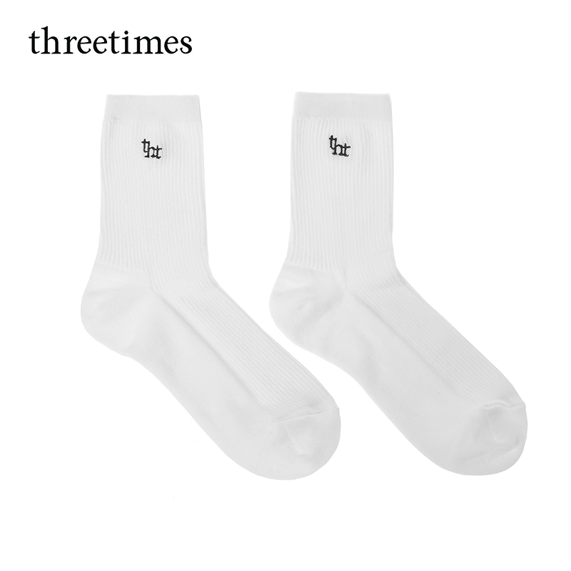 threetimes韩系袜子女士男士运动高筒袜显瘦休闲百搭日常舒适秋冬