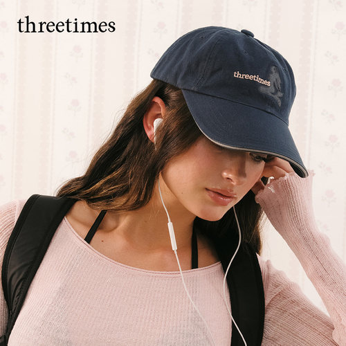 threetimes2026新款韩版字母刺绣棒球帽男女款鸭舌帽显脸小遮阳帽