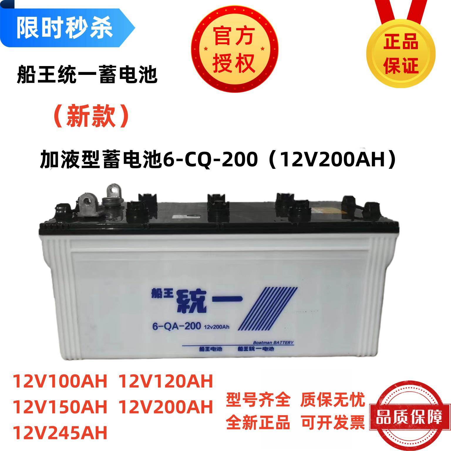 船王统一蓄电池N200船舶启动照明6-CQ-200电动叉车N120N150发电机