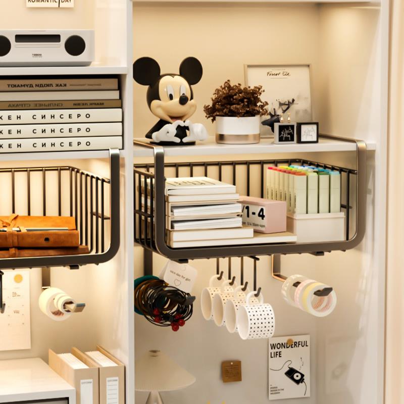 桌下收纳挂篮桌面上铺衣柜分层神器书桌床边置物架柜宿舍改造好物