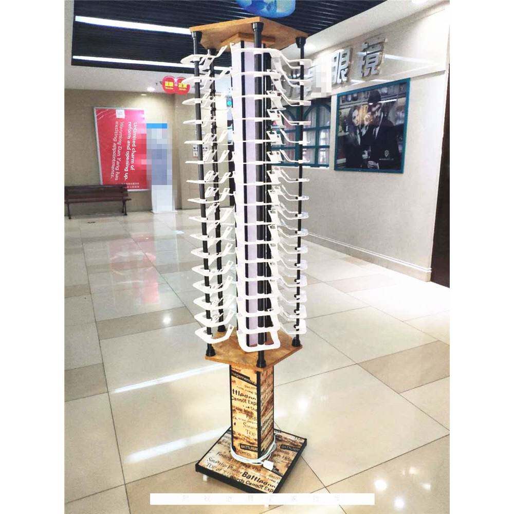 眼镜展示架实木油漆地板站立旋转太阳镜眼镜架道具展示柜与轻型太