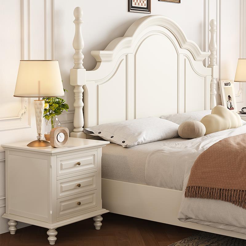 全实木床美式床白色1.8高端大气法式双人床公主2米x2米2主卧大床