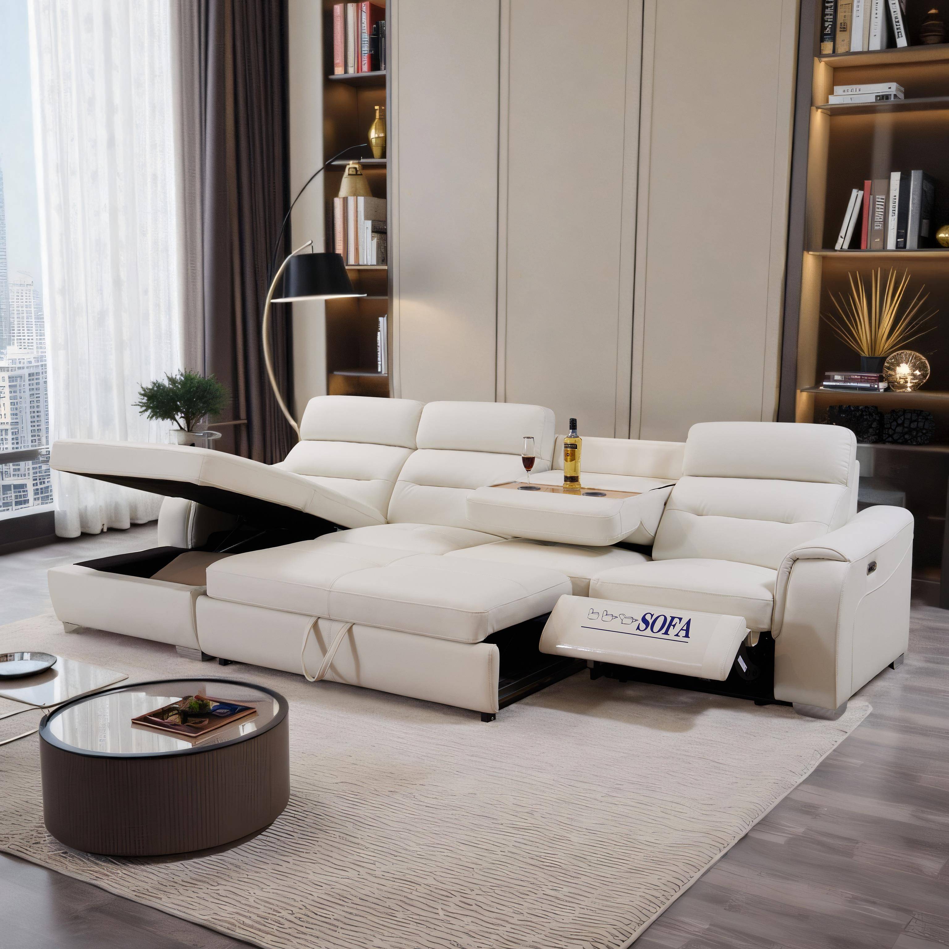 电动功能沙发零靠墙客厅太空舱折叠真皮家用小户型贵妃储物沙发床