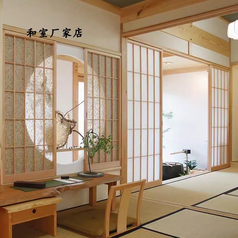 日式格子门和室门推拉门榻榻米隔断移门日料店包厢采耳店实木定制