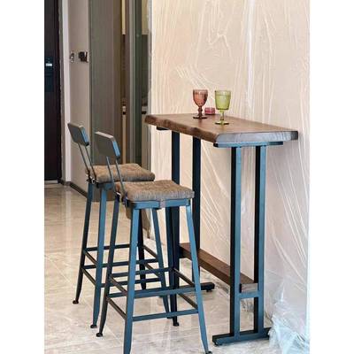 需定制实木吧台桌窄条桌长条桌休闲桌高脚水吧台酒吧台商用靠窗靠