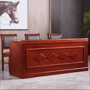 需定制实木开会长条桌椅三人位主席台审判桌法官会场领导发言台木