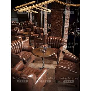 需定制美式酒吧沙发卡座覆古威士忌吧清吧咖啡厅主题西餐厅桌椅组