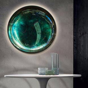 现代简约金属圆形立体壁饰客厅玄关酒店会所背景样板间带灯挂件