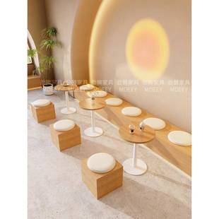 需定制奶茶店长凳蛋糕店沙发圆桌冷饮店墙亭休息区实木椅桌椅组合