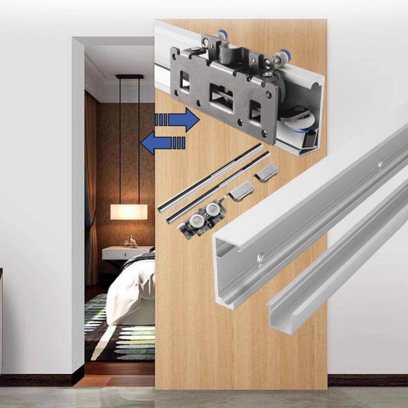 幽灵门五金配件隐形轨道全套侧滑平移门悬浮拉门滑轮隐藏式导轨
