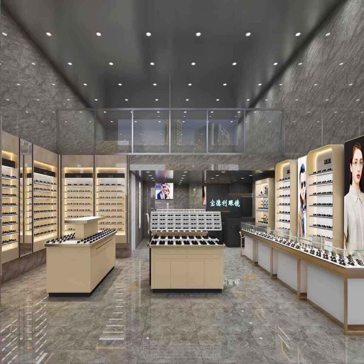 需定制新款太阳眼镜柜简约展示桌面烤漆陈列中岛柜玻璃柜眼镜店可