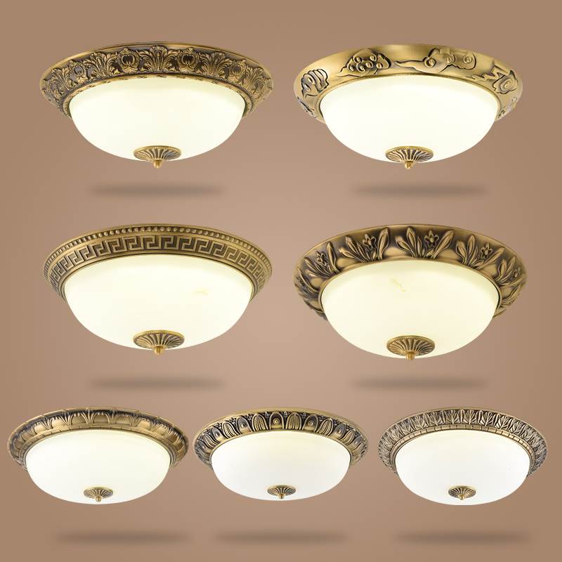 美式欧式全铜客厅卧室吸顶灯中古风复古阳台大门口室外过道感应灯