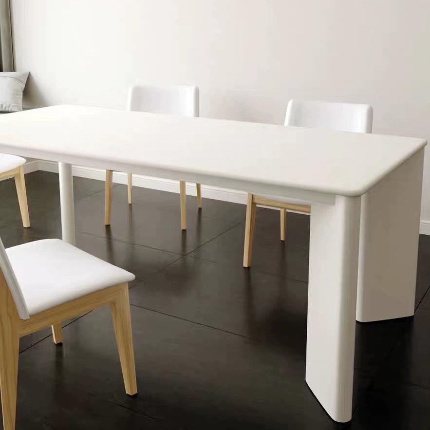 北欧设计师实木办公桌奶油风白色餐桌客厅长桌子工作台简约洽谈桌