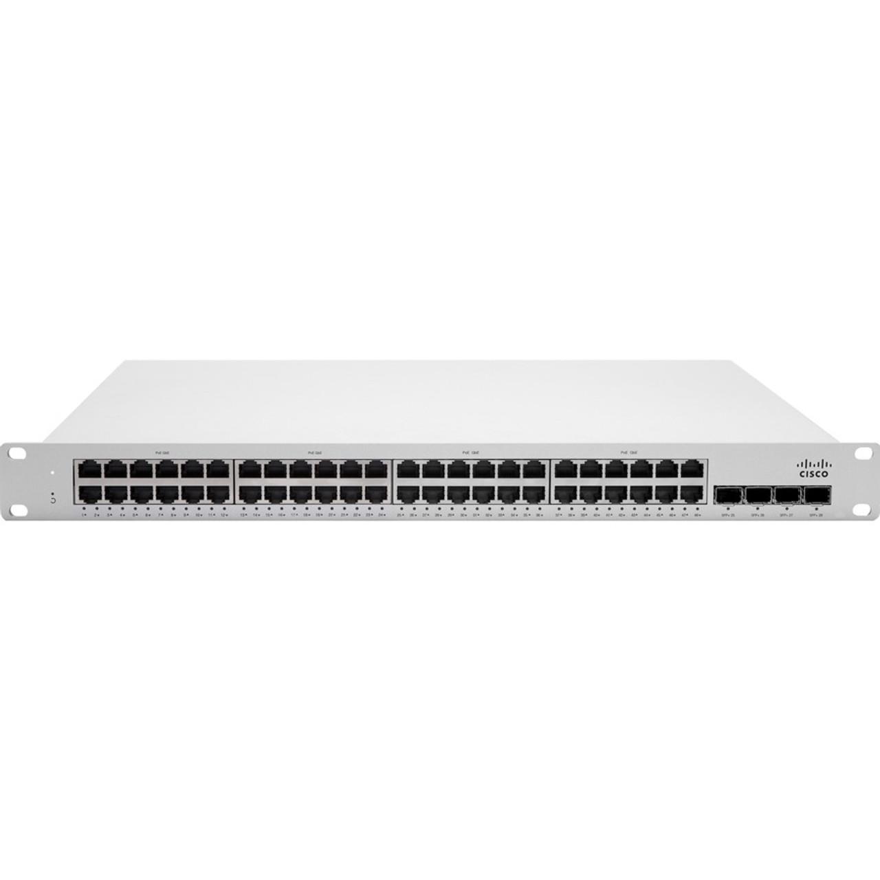 Meraki云端平台管理48口千兆4光口2/层交换机MS150-48FP-4X