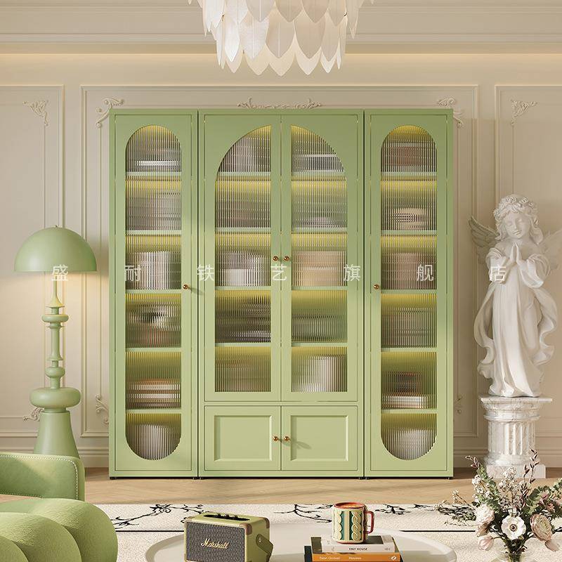 盛耐书柜玻璃门防尘书架收纳柜子铁艺置物柜客厅储物柜家用展示柜