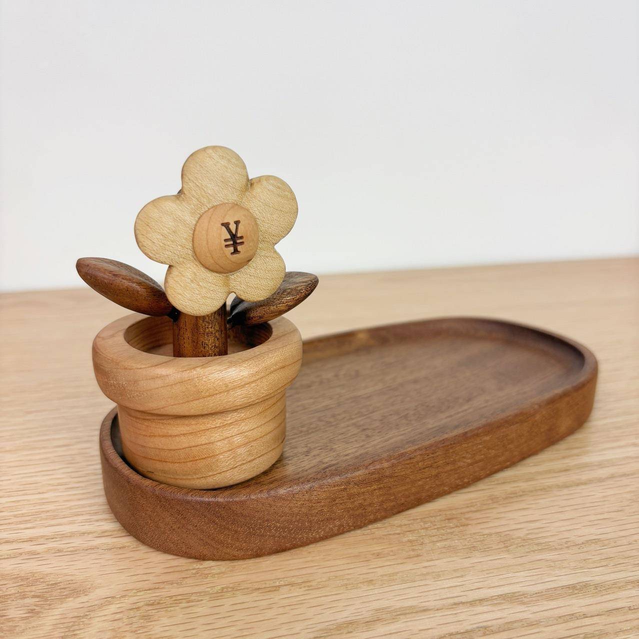 钥匙收纳玄关有钱花摆件入户放门口实木置物架托盘家用创意乔迁礼