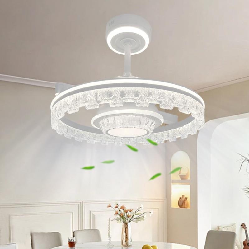 2025新款北欧简约隐形餐厅风扇灯轻奢卧室吊扇灯大风力静音客厅灯