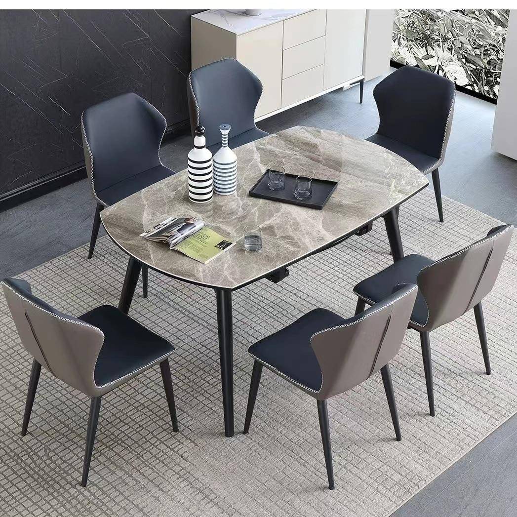 极简岩板伸缩餐桌方圆两用现代简约轻奢家用小户型可折叠五金圆桌