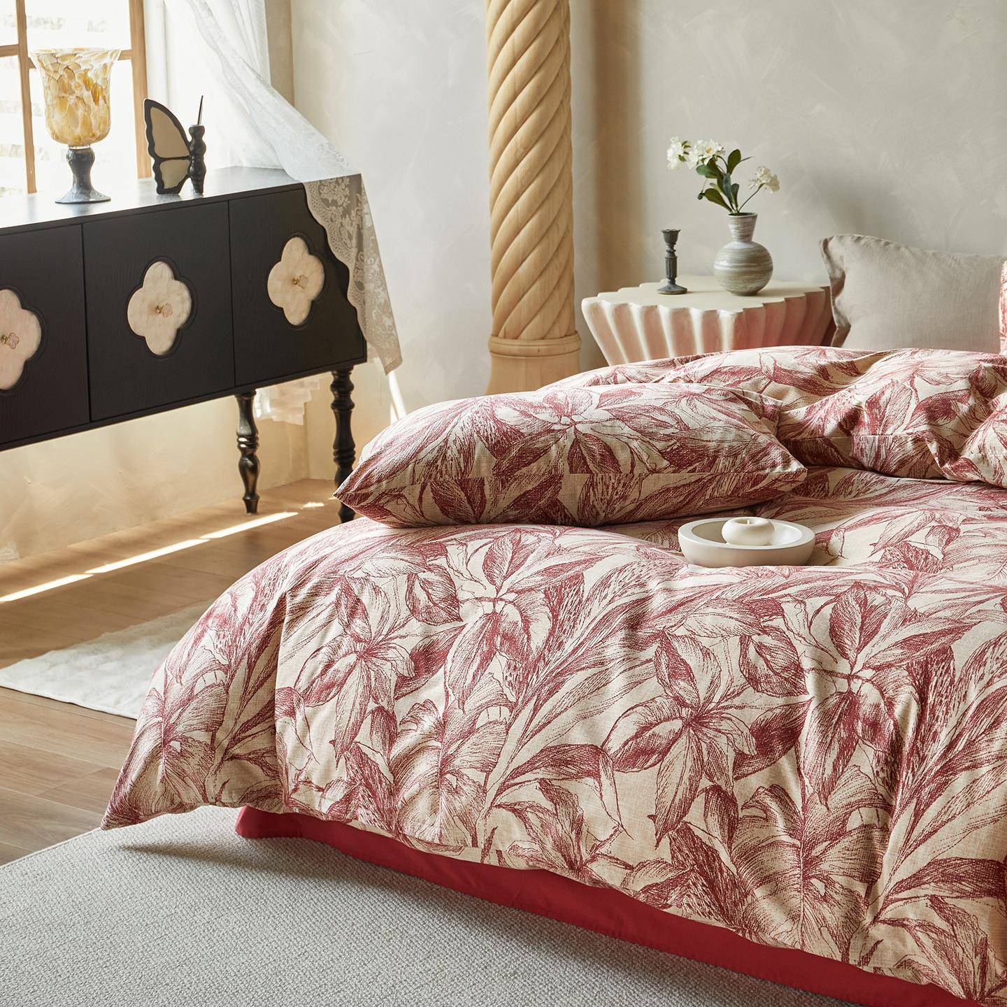 【折扣价】2025新款秋冬磨毛印花四件套1.2m床单款三件套暗香