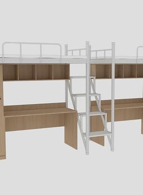 50方双人大楼梯宽公寓床学生员工宿舍公寓床上床下桌铁艺床定制