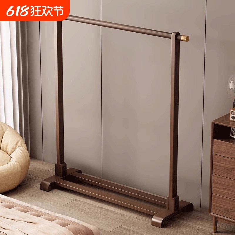 衣架落地卧室家用挂衣架实木次净晾衣帽架简易中古衣服架子置物架